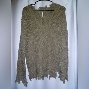 Wishlist V-Neck Textured Sweater - Olive
